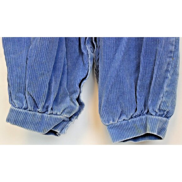 VTG Oshkosh Blue Corduroy Overalls Bubble Romper Girls 18 months Flowers Winter - Picture 8 of 11